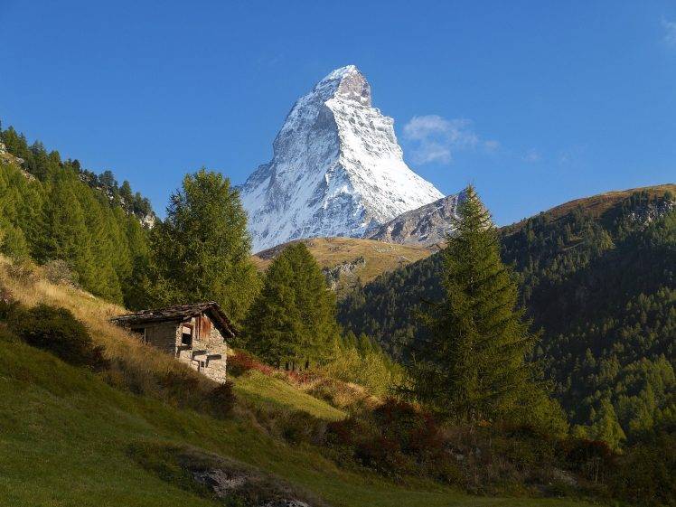 Matterhorn, Alps, Mountain, Nature, Landscape, Trees HD Wallpaper Desktop Background