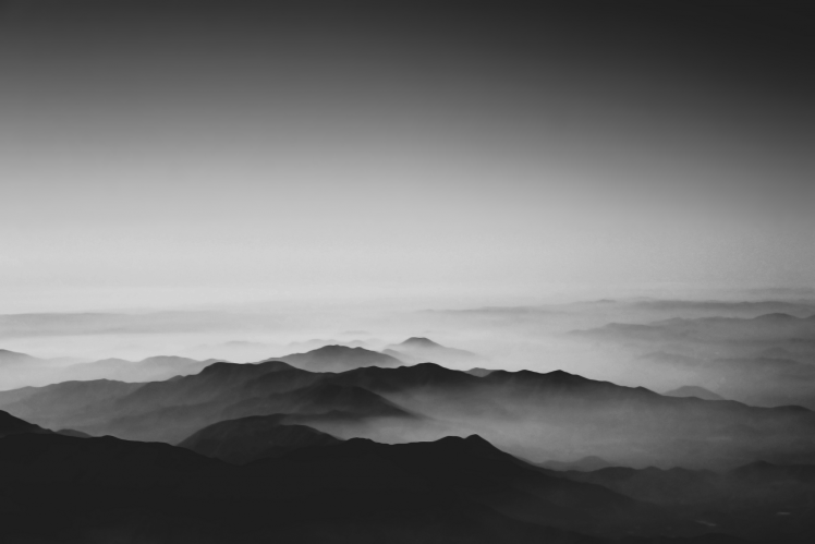 photography, Nature, Landscape, Mountain, Monochrome, Mist HD Wallpaper Desktop Background