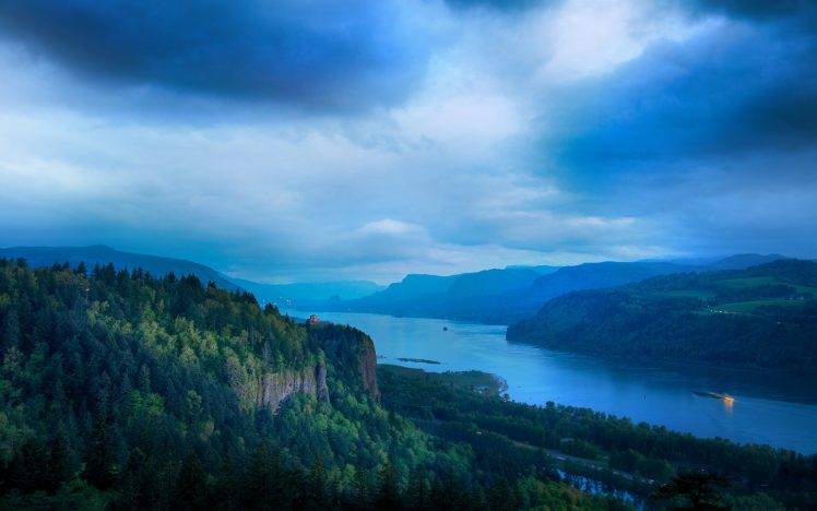 photography, Water, Nature, River, Landscape, Trees, Cliff, Hill, Columbia River HD Wallpaper Desktop Background