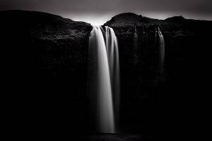 photography, Monochrome, Landscape, Nature, Cliff, Waterfall, Water