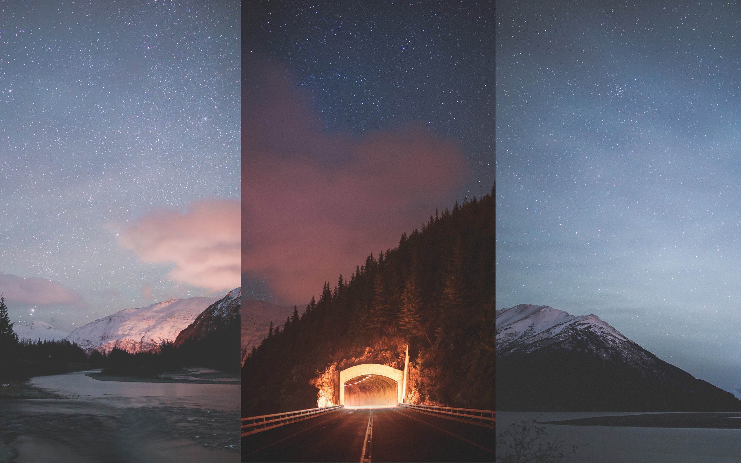 nature, Alaska, Winter, Landscape, Night, Stars Wallpaper