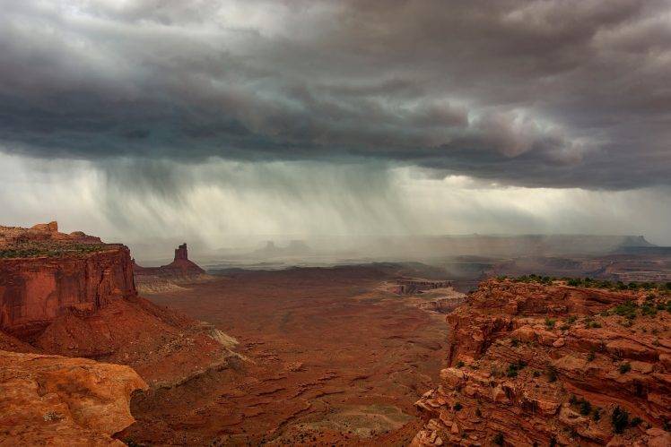 landscape, Rock, Nature, Clouds, Rain, Desert HD Wallpaper Desktop Background