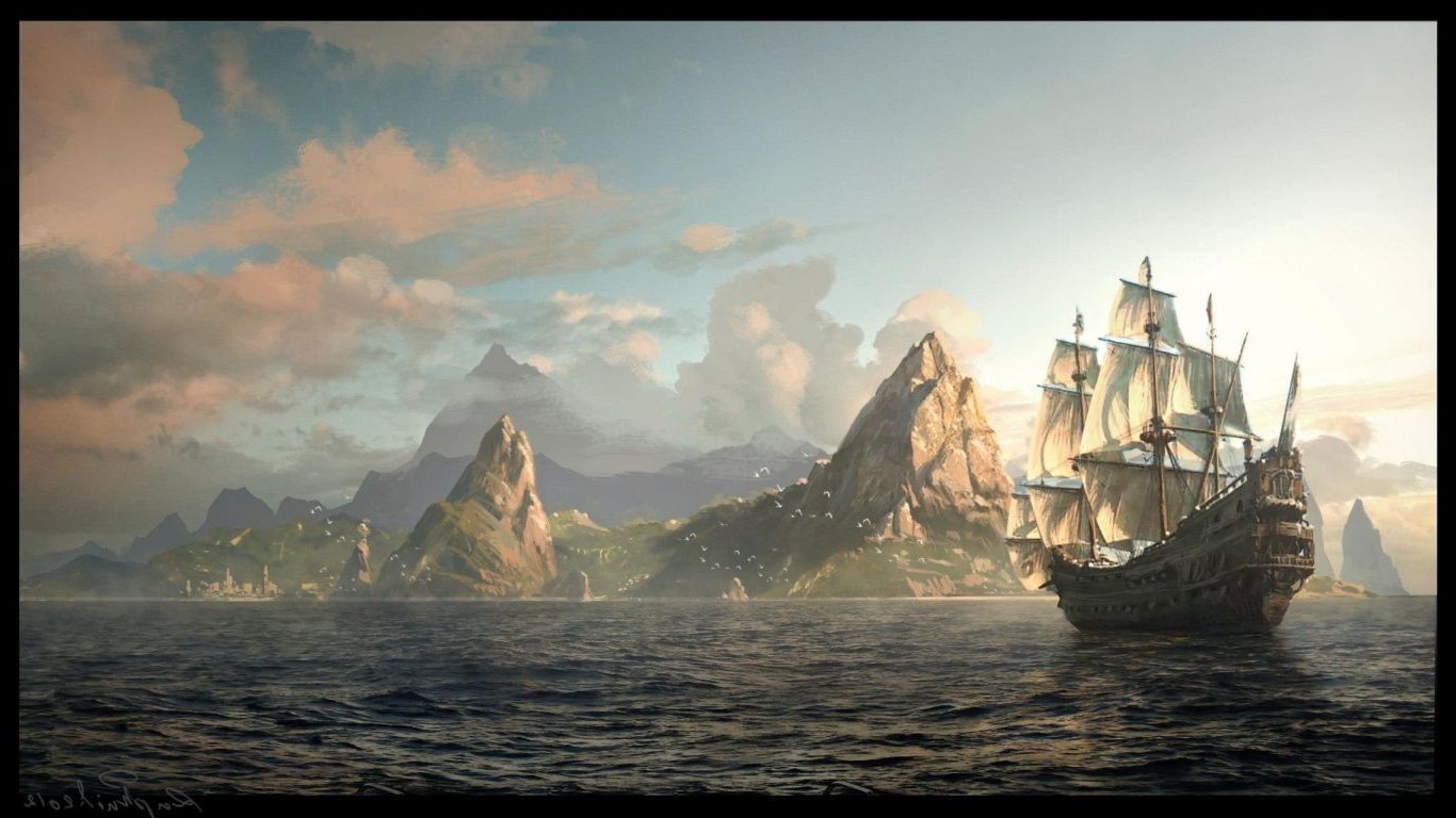 landscape, Artwork, Ship Wallpaper