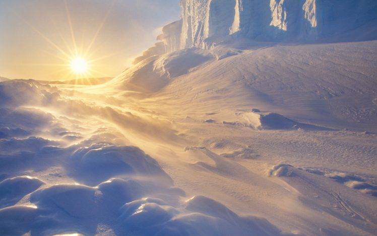 photography, Landscape, Nature, Ice, Arctic, Snow, Sun HD Wallpaper Desktop Background
