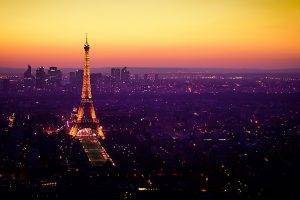 France, Paris, Eiffel Tower, Night, Landscape