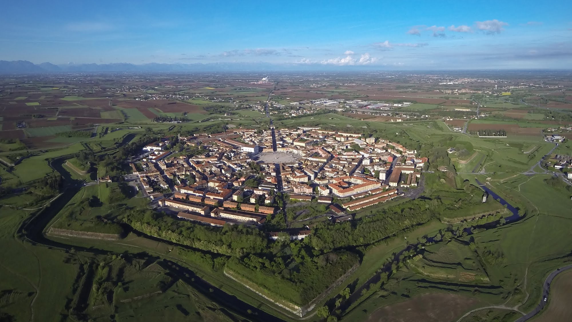 Italy, Landscape, City, House, Building, Palmanova, Aerial View Wallpaper