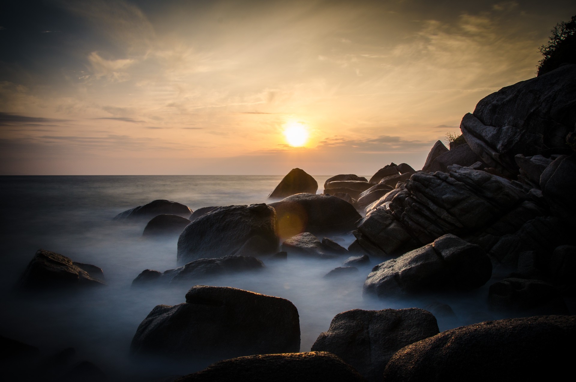 photography, Landscape, Sea, Water, Coast, Rock, Sunset Wallpaper