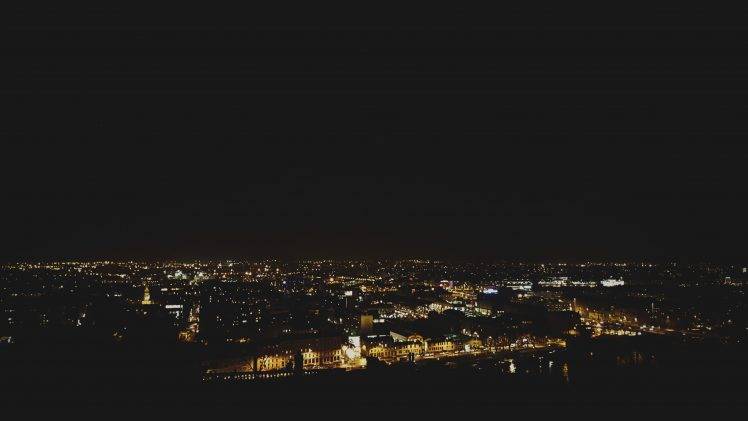 Lyon, Cityscape, City, Landscape, Night, Lights, Sky, Night Sky, France, Photography HD Wallpaper Desktop Background