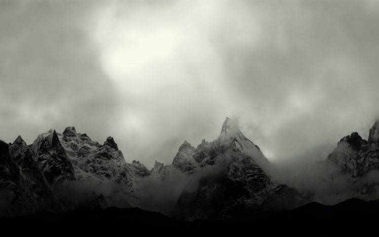 photography, Mist, Landscape, Nature, Mountain, Monochrome HD Wallpaper Desktop Background