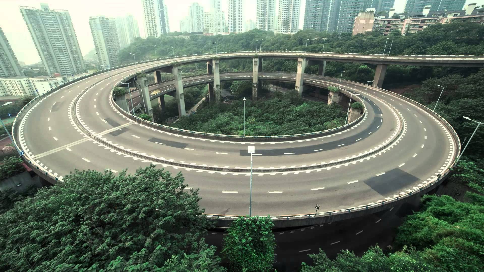 landscape, Road, Trees, China, Empty, Building, City, Urban Wallpaper