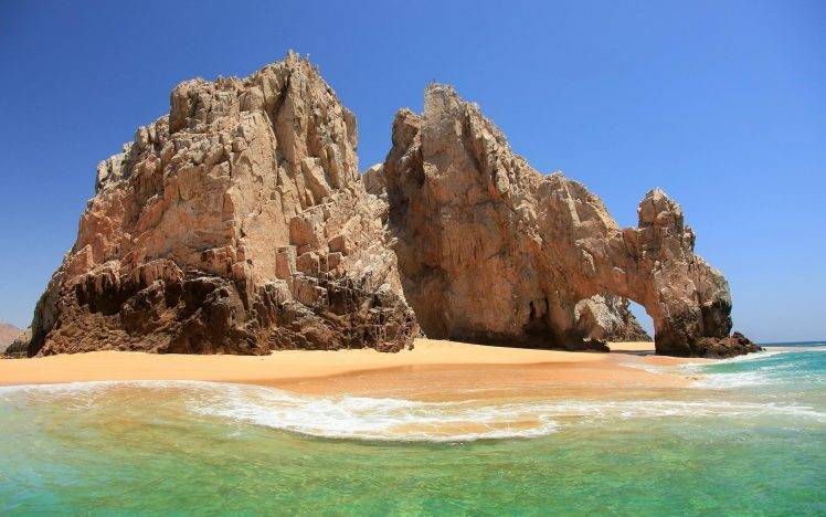 nature, Landscape, Beach, Sea, Sand, Rock, Arch, Blue, Sky, Mexico HD Wallpaper Desktop Background
