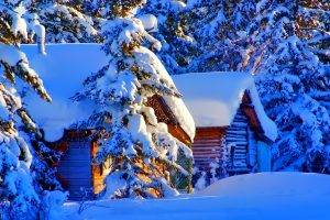 winter, Snow, Nature, House, Trees, Forest, Landscape