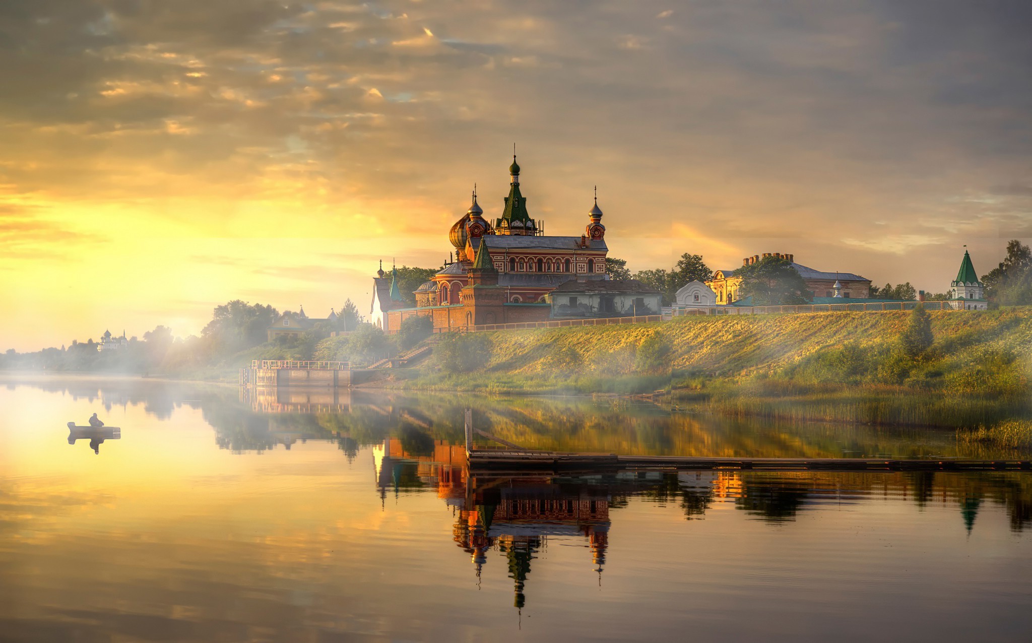 monastery, Landscape, Russia, River Wallpaper
