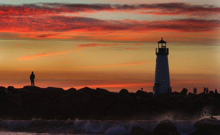 photography, Nature, Water, Sea, Coast, Landscape, Lighthouse, Sunset HD Wallpaper Desktop Background