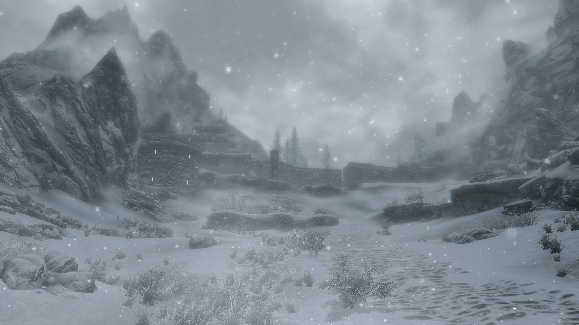 fort, Landscape, Winter, Snow, Mountain, The Elder Scrolls V: Skyrim Wallpaper