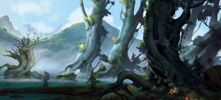 Stephan Bored, Fantasy Art, Landscape, Trees, Better World HD Wallpaper Desktop Background