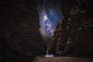 nature, Landscape, Dark, Path, Canyon, Beach, Milky Way, Starry Night, Water, Rock, Galaxy, Long Exposure, Australia