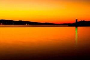 photography, Sunset, Landscape, Water, Sea, Orange, Lights