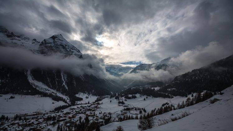 nature, Landscape, Clouds, Mountain, Snow, Mist HD Wallpaper Desktop Background