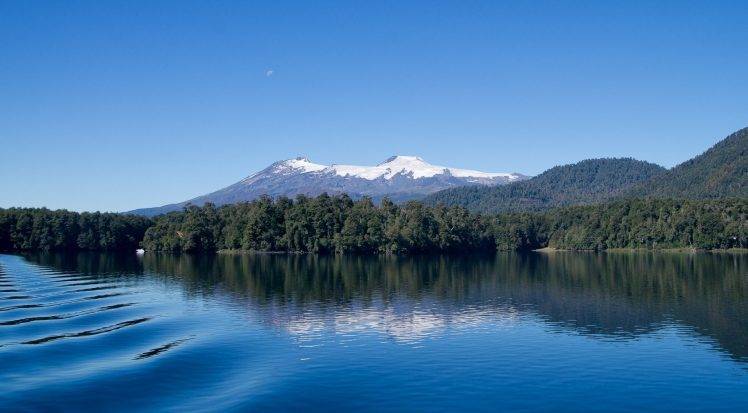 nature, Lake, Mountain, Landscape, Blue, Snowy Peak, Forest, Reflection, Chile HD Wallpaper Desktop Background