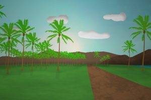 landscape, Palm Trees, Simple