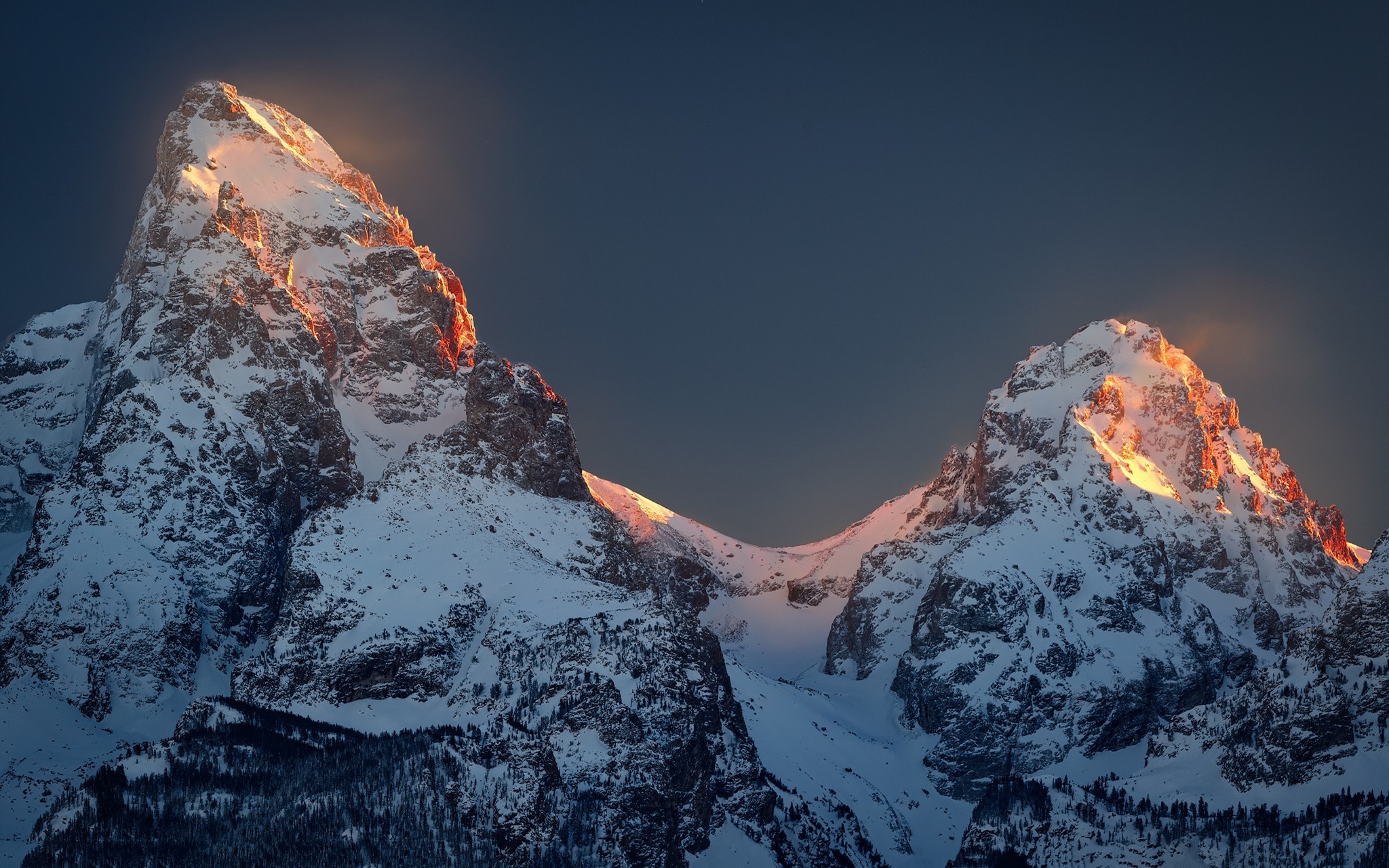 landscape, Nature, Mountain, Sunset, Snowy Peak, Forest, Grand Teton National Park, Wyoming, Sunlight Wallpaper