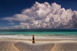 men, Landscape, Nature, Yoga, Beach, Sand, Sea, Clouds, Horizon, Summer, Meditation, Mexico
