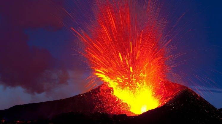 nature, Landscape, Volcano, Lava, Explosion, Clouds, Long Exposure HD Wallpaper Desktop Background