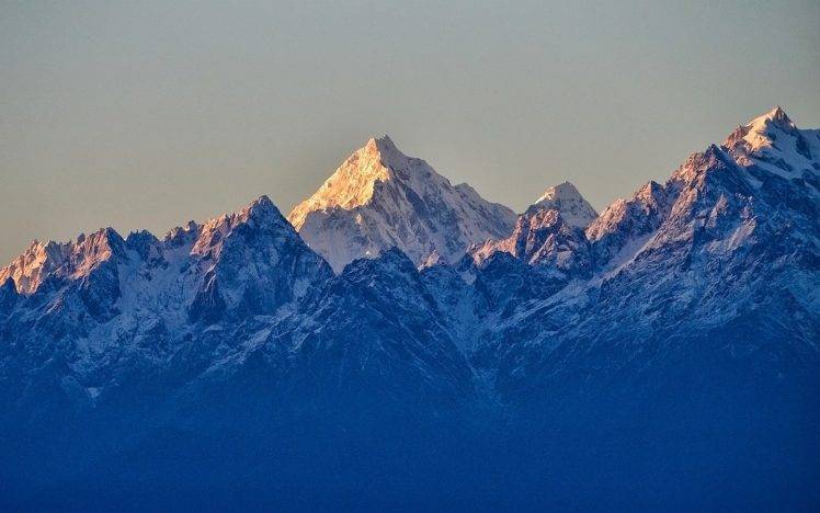 landscape, Nature, Sunrise, Mountain, Snowy Peak, Summit, Sunlight, Himalayas, India HD Wallpaper Desktop Background