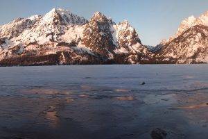 landscape, Mountain, Lake, Ice, Snow, Winter, Dual Monitors, Multiple Display