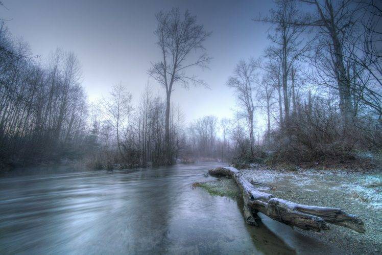 nature, Landscape, River, Forest, Winter, Morning, Frost HD Wallpaper Desktop Background