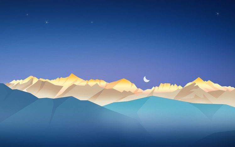 night, Minimalism, Mountain, Artwork, Landscape HD Wallpaper Desktop Background