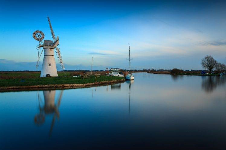 windmills, Water, Landscape HD Wallpaper Desktop Background