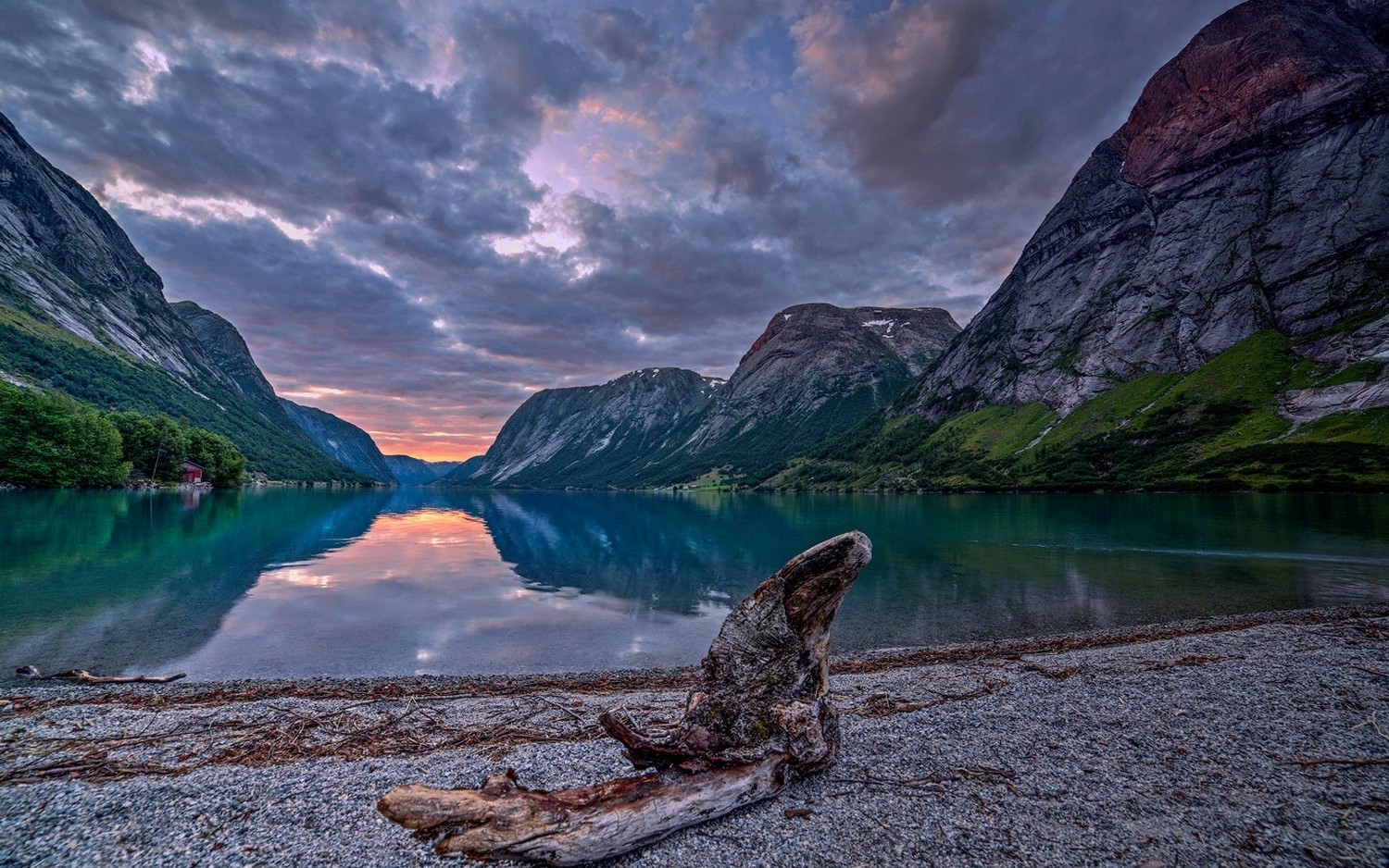 nature, Landscape, Summer, Lake, Night, Beach, Mountain, Norway, Clouds Wallpaper