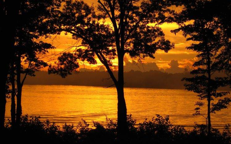 photography, Sunset, Landscape, Water, Lake, Nature, Trees, Plants HD Wallpaper Desktop Background