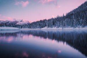 landscape, Winter, Lake