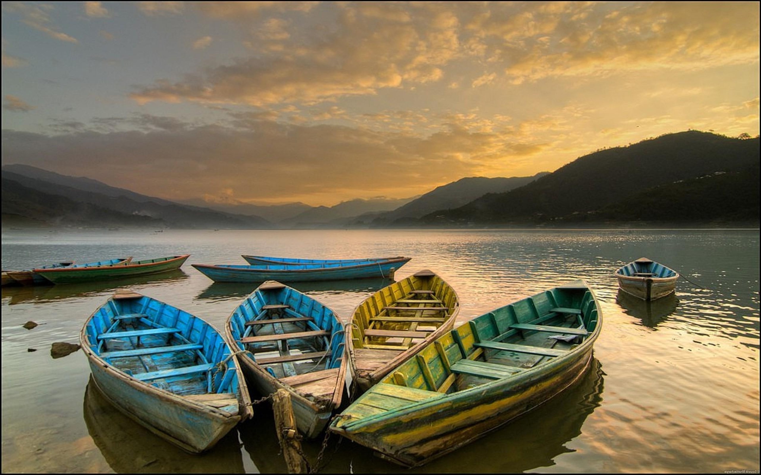 lake, Boat, Landscape, Colorful Wallpaper