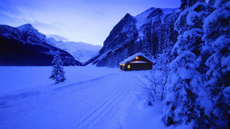 photography, Nature, Landscape, Trees, Snow, Mountain, Hut, Valley HD Wallpaper Desktop Background
