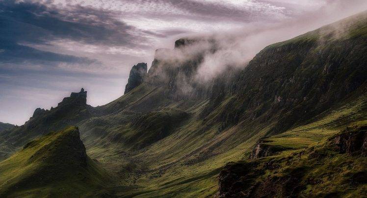 nature, Landscape, Mountains, Cliff, Clouds, Daylight, Scotland HD Wallpaper Desktop Background