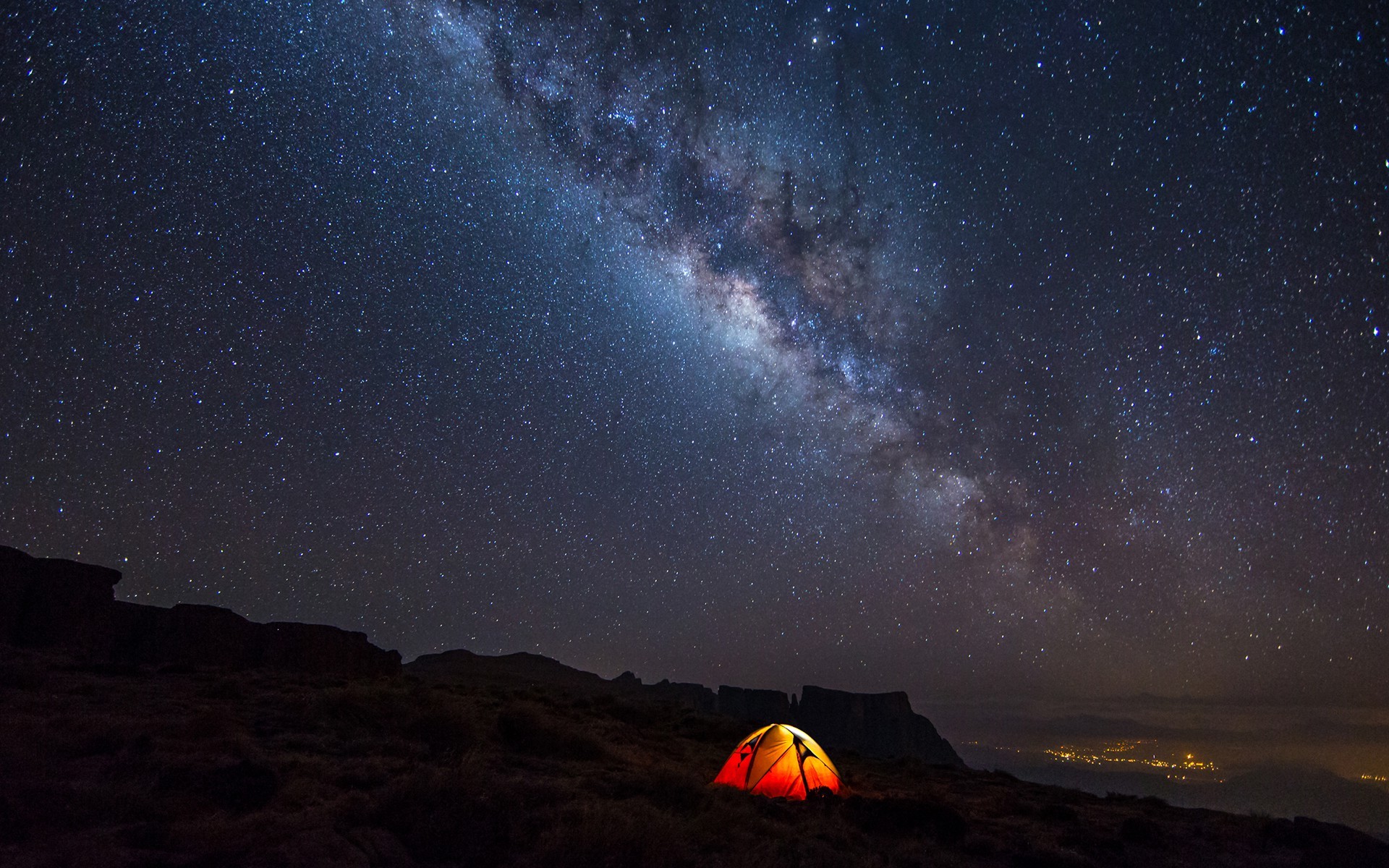 night, Camping, Stars, Landscape, Milky Way Wallpaper