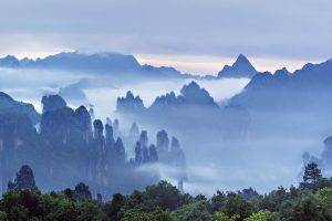 nature, Landscape, Morning, Mist, Mountains, Forest, Clouds, Sunrise, Trees, Guilin, China