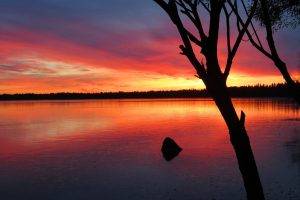 landscape, Sunset, Lake