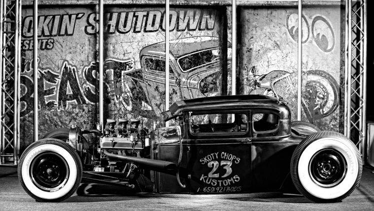 Hot Rod, Monochrome, Car Wallpapers HD / Desktop and Mobile Backgrounds