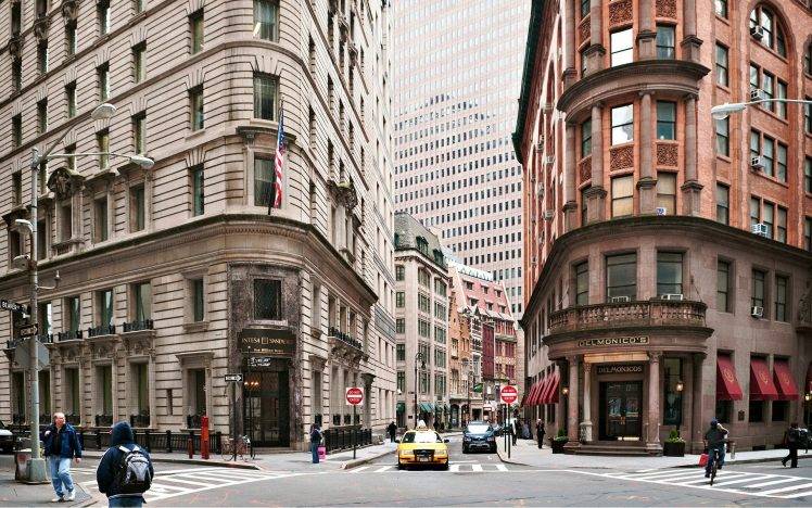 city, USA, New York City, Road, Cityscape, Street, Building, Flag, Car HD Wallpaper Desktop Background