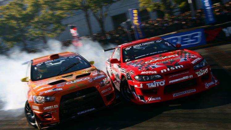 drift, Silvia, Mitsubishi Lancer Evolution, Mitsubishi Lancer Evo X, Team Orange HD Wallpaper Desktop Background