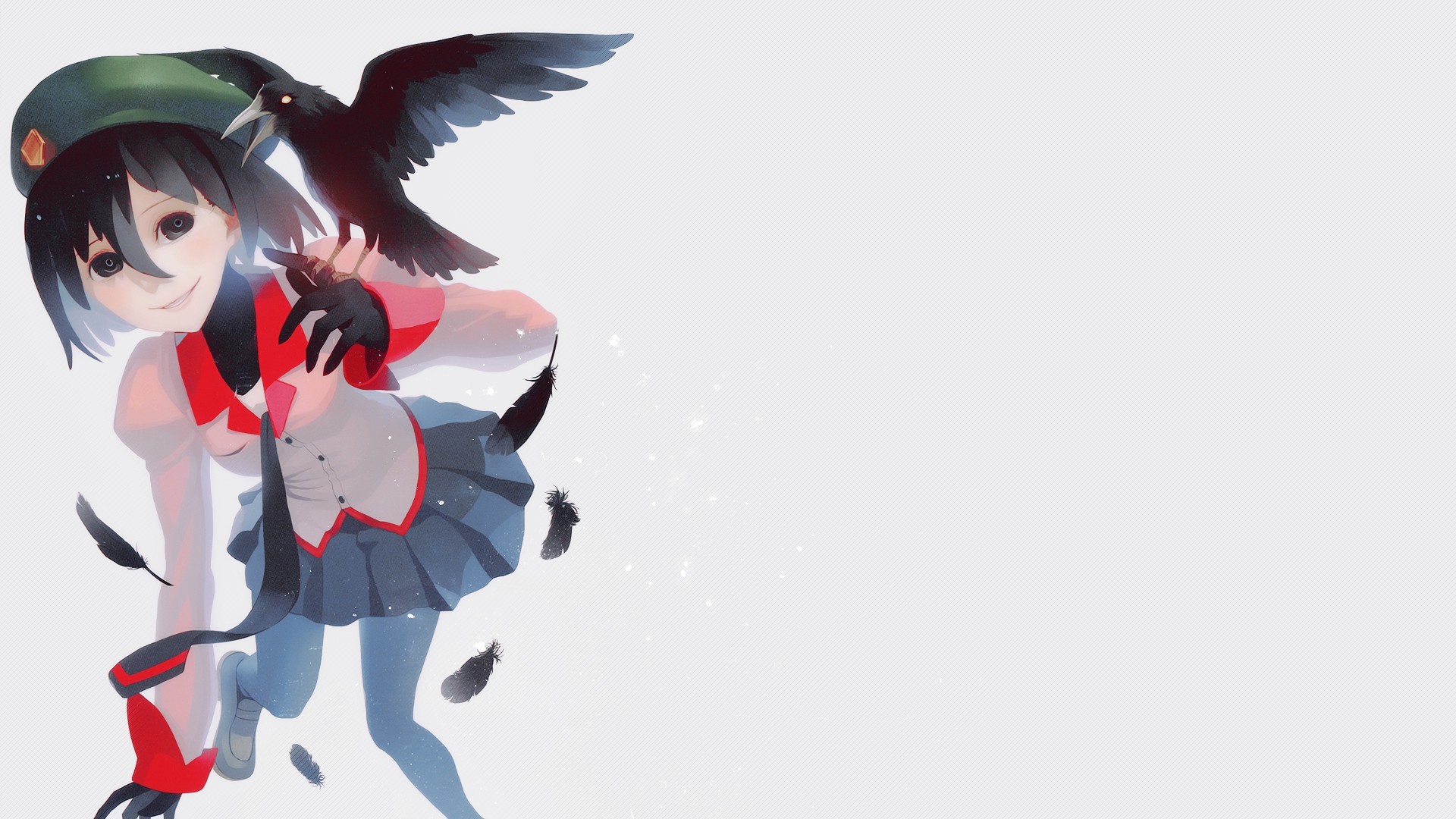 anime Girls, Anime, Monogatari Series, Crow, Oshino Ougi, School Uniform, Short Hair Wallpaper