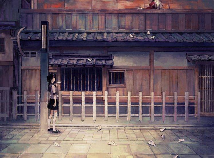 anime Girls, Anime Boys, House, Paper Planes HD Wallpaper Desktop Background