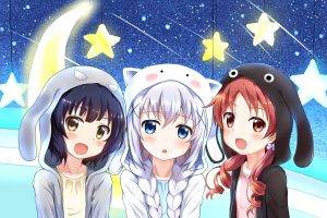 anime Girls, Anime, Gochuumon Wa Usagi Desu Ka, Jouga Maya, Kafuu Chino, Natsu Megumi, Hoods, Braids