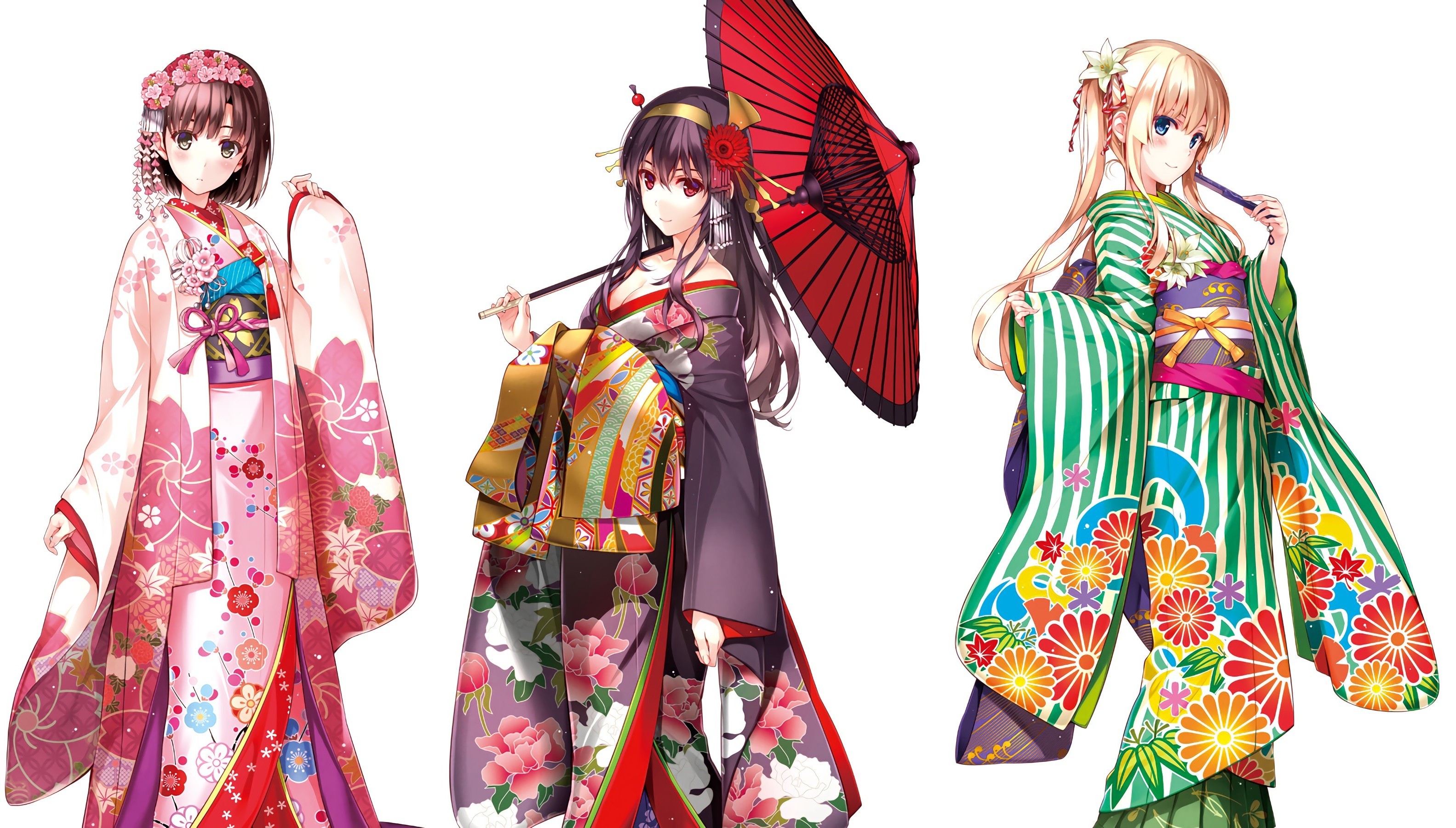 anime Girls, Anime, Sawamura Eriri Spencer, Saenai Heroine No Sodatekata, Katou Megumi, Kimono, Japanese Clothes, Kasumigaoka Utaha Wallpaper