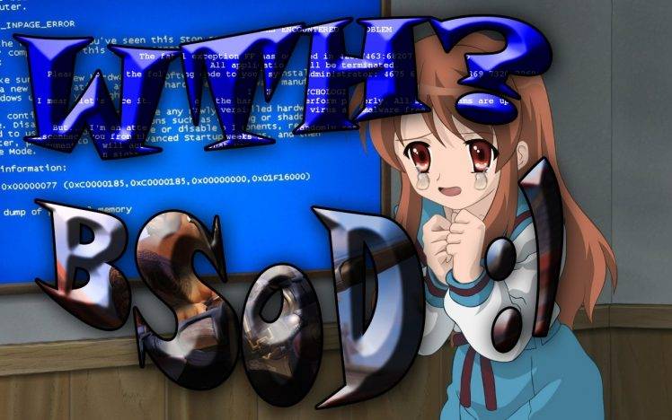 anime, BSOD, Errors, Tears, The Melancholy Of Haruhi Suzumiya HD Wallpaper Desktop Background